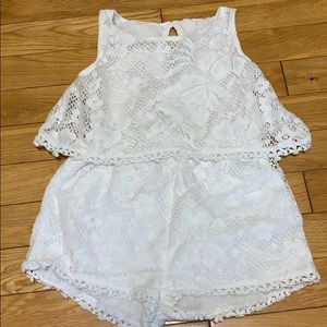 White toddler lace romper
